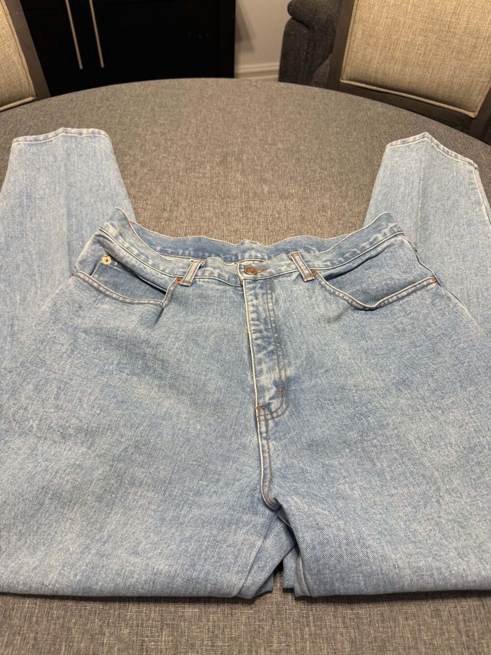 Vintage Bill Blass High Rise Light Wash Tapered Leg Denim Jeans Women's Size 14
